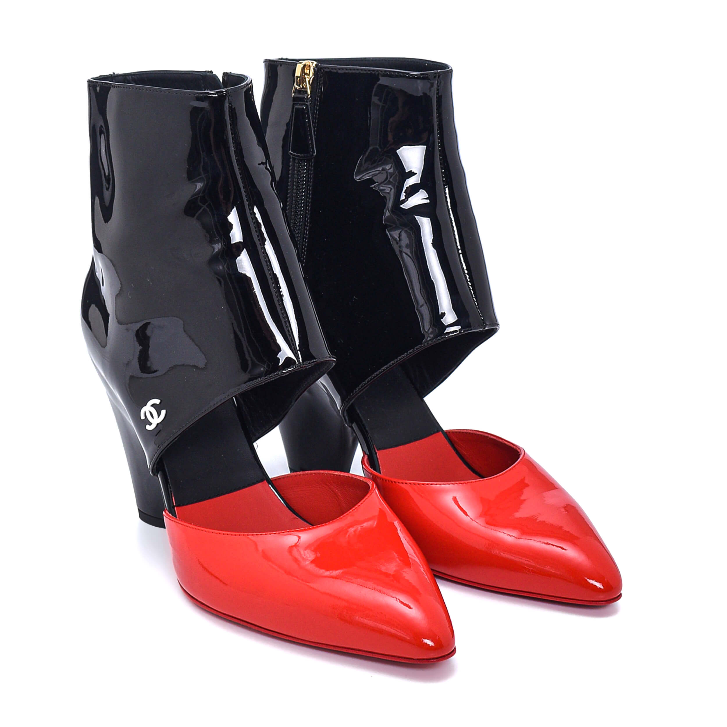 Chanel - Black&Red Patent Leather Bootie